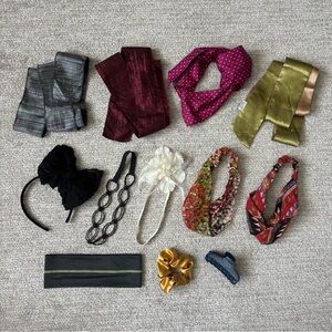 Hair Accessories Lot 12 Pcs - Headband Scrunchies Wraps Scarves Claw Clip